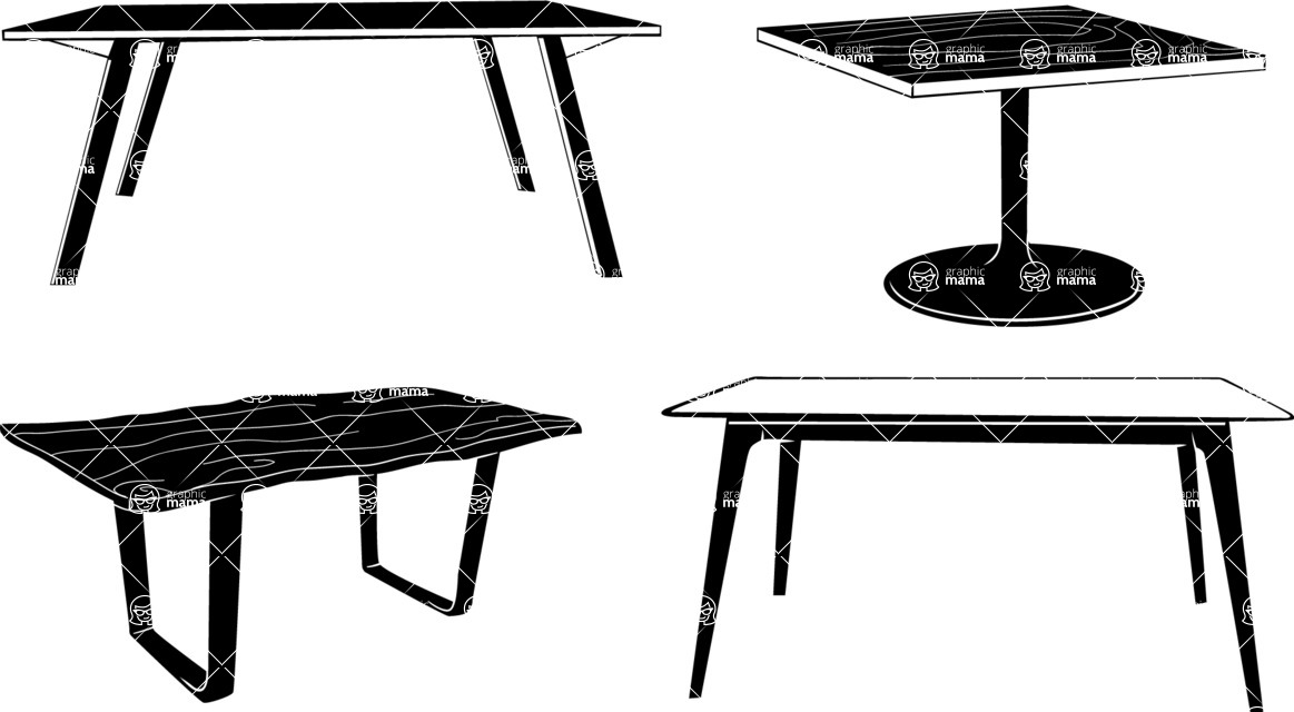 Vector silhouettes - Vector Table Silhouettes Set